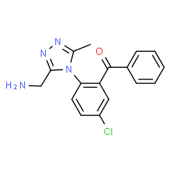 ChemSpider 2D Image | {2-[3-(Aminomethyl)-5-methyl-4H-1,2,4-triazol-4-yl]-5-chlorophenyl}(phenyl)methanone | C17H15ClN4O