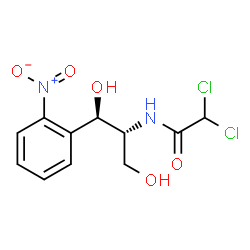 ChemSpider 2D Image | 2,2-Dichloro-N-[(1R,2R)-1,3-dihydroxy-1-(2-nitrophenyl)-2-propanyl]acetamide | C11H12Cl2N2O5