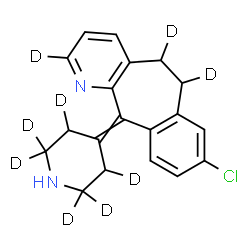 ChemSpider 2D Image | 8-Chloro-11-[(2,2,3,5,6,6-~2~H_6_)-4-piperidinylidene](2,5,6-~2~H_3_)-6,11-dihydro-5H-benzo[5,6]cyclohepta[1,2-b]pyridine | C19H10D9ClN2