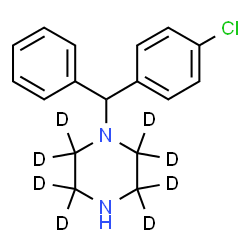 ChemSpider 2D Image | 1-[(4-Chlorophenyl)(phenyl)methyl](2,2,3,3,5,5,6,6-~2~H_8_)piperazine | C17H11D8ClN2