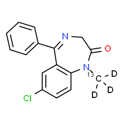 ChemSpider 2D Image | 7-Chloro-1-(~13~C,~2~H_3_)methyl-5-phenyl-1,3-dihydro-2H-1,4-benzodiazepin-2-one | C1513CH10D3ClN2O
