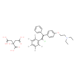 ChemSpider 2D Image | 2-{4-[2-Chloro-1-phenyl-2-(~2~H_5_)phenylvinyl]phenoxy}-N,N-diethylethanamine 2-hydroxy-1,2,3-propanetricarboxylate (1:1) | C32H31D5ClNO8