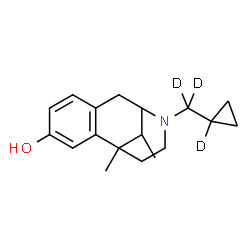ChemSpider 2D Image | 10-[(1-~2~H)Cyclopropyl(~2~H_2_)methyl]-1,13-dimethyl-10-azatricyclo[7.3.1.0~2,7~]trideca-2,4,6-trien-4-ol | C18H22D3NO