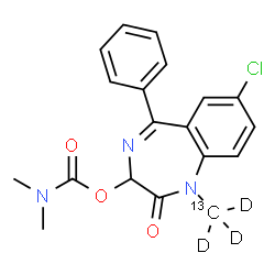 ChemSpider 2D Image | 7-Chloro-1-(~13~C,~2~H_3_)methyl-2-oxo-5-phenyl-2,3-dihydro-1H-1,4-benzodiazepin-3-yl dimethylcarbamate | C1813CH15D3ClN3O3