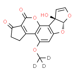 ChemSpider 2D Image | (6aR,9aR)-9a-Hydroxy-4-[(~2~H_3_)methyloxy]-2,3,6a,9a-tetrahydrocyclopenta[c]furo[3',2':4,5]furo[2,3-h]chromene-1,11-dione | C17H9D3O7