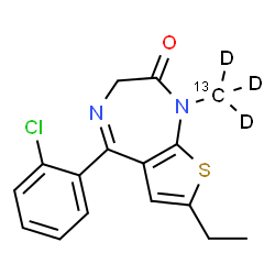 ChemSpider 2D Image | 5-(2-Chlorophenyl)-7-ethyl-1-(~13~C,~2~H_3_)methyl-1,3-dihydro-2H-thieno[2,3-e][1,4]diazepin-2-one | C1513CH12D3ClN2OS