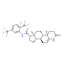 ChemSpider 2D Image | (4aR,4bS,6aS,7S,9aS,9bS)-N-[2,5-Bis(trifluoromethyl)phenyl]-2,3,4,4a,4b,5,6,6a,7,8,9,9a,9b,10-tetradecahydro-4a,6a-dimethyl-2-oxo-1H-indeno[5,4-f]quinoline-7-carboxamide | C27H30F6N2O2