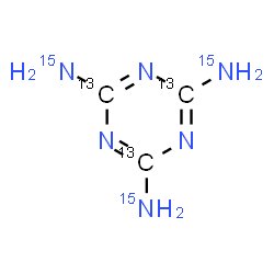 ChemSpider 2D Image | (~13~C_3_)-1,3,5-Triazine-2,4,6-(~15~N_3_)triamine | 13C3H6N315N3