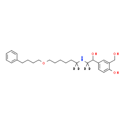 ChemSpider 2D Image | 2-(Hydroxymethyl)-4-[1-hydroxy-2-{[6-(4-phenylbutoxy)(1,1-~2~H_2_)hexyl]amino}(2,2-~2~H_2_)ethyl]phenol | C25H33D4NO4