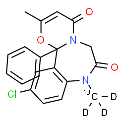ChemSpider 2D Image | 11-Chloro-2-methyl-8-(~13~C,~2~H_3_)methyl-12b-phenyl-8,12b-dihydro-4H-[1,3]oxazino[3,2-d][1,4]benzodiazepine-4,7(6H)-dione | C1913CH14D3ClN2O3