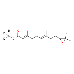 ChemSpider 2D Image | (~2~H_3_)Methyl (2E,6E)-9-(3,3-dimethyl-2-oxiranyl)-3,7-dimethyl-2,6-nonadienoate | C16H23D3O3