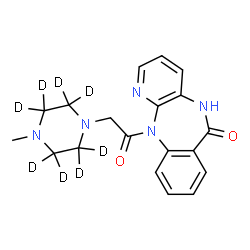 ChemSpider 2D Image | 11-{[4-Methyl(~2~H_8_)-1-piperazinyl]acetyl}-5,11-dihydro-6H-pyrido[2,3-b][1,4]benzodiazepin-6-one | C19H13D8N5O2