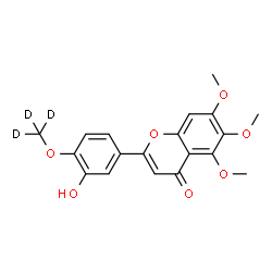 ChemSpider 2D Image | 2-{3-Hydroxy-4-[(~2~H_3_)methyloxy]phenyl}-5,6,7-trimethoxy-4H-chromen-4-one | C19H15D3O7