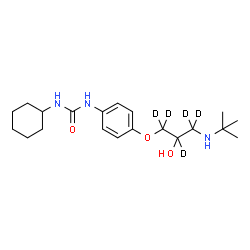 ChemSpider 2D Image | 1-Cyclohexyl-3-[4-({2-hydroxy-3-[(2-methyl-2-propanyl)amino](~2~H_5_)propyl}oxy)phenyl]urea | C20H28D5N3O3