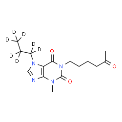 ChemSpider 2D Image | 3-Methyl-1-(5-oxohexyl)-7-(~2~H_7_)propyl-3,7-dihydro-1H-purine-2,6-dione | C15H15D7N4O3