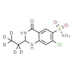 ChemSpider 2D Image | 7-Chloro-2-(~2~H_5_)ethyl-4-oxo-1,2,3,4-tetrahydro-6-quinazolinesulfonamide | C10H7D5ClN3O3S