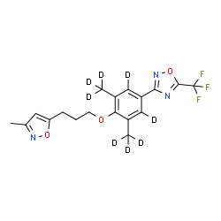 ChemSpider 2D Image | 3-{3,5-Bis[(~2~H_3_)methyl]-4-[3-(3-methyl-1,2-oxazol-5-yl)propoxy](~2~H_2_)phenyl}-5-(trifluoromethyl)-1,2,4-oxadiazole | C18H10D8F3N3O3