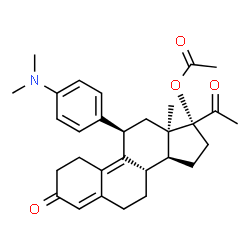 ChemSpider 2D Image | (11beta,13alpha)-11-[4-(Dimethylamino)phenyl]-3,20-dioxo-19-norpregna-4,9-dien-17-yl acetate | C30H37NO4