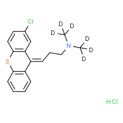 ChemSpider 2D Image | (3Z)-3-(2-Chloro-9H-thioxanthen-9-ylidene)-N,N-bis[(~2~H_3_)methyl]-1-propanamine hydrochloride (1:1) | C18H13D6Cl2NS