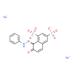 ChemSpider 2D Image | Disodium 7-oxo-8-(phenylhydrazono)-7,8-dihydro-1,3-naphthalenedisulfonate | C16H10N2Na2O7S2