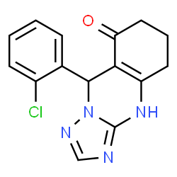 ChemSpider 2D Image | 9-(2-Chlorophenyl)-5,6,7,9-tetrahydro[1,2,4]triazolo[5,1-b]quinazolin-8(1H)-one | C15H13ClN4O
