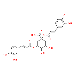 ChemSpider 2D Image | 1,3-Bis{[(2E)-3-(3,4-dihydroxyphenyl)-2-propenoyl]oxy}-4,5-dihydroxycyclohexanecarboxylic acid | C25H24O12