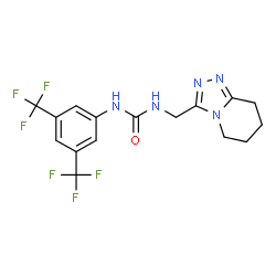 ChemSpider 2D Image | 1-[3,5-Bis(trifluoromethyl)phenyl]-3-(5,6,7,8-tetrahydro[1,2,4]triazolo[4,3-a]pyridin-3-ylmethyl)urea | C16H15F6N5O