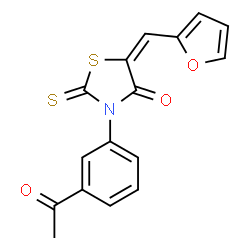 ChemSpider 2D Image | (5E)-3-(3-Acetylphenyl)-5-(2-furylmethylene)-2-thioxo-1,3-thiazolidin-4-one | C16H11NO3S2