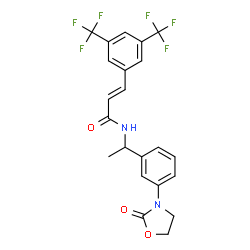 ChemSpider 2D Image | (2E)-3-[3,5-Bis(trifluoromethyl)phenyl]-N-{1-[3-(2-oxo-1,3-oxazolidin-3-yl)phenyl]ethyl}acrylamide | C22H18F6N2O3