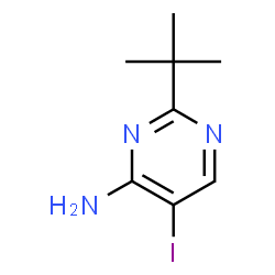 ChemSpider 2D Image | 5-Iodo-2-(2-methyl-2-propanyl)-4-pyrimidinamine | C8H12IN3