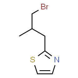 ChemSpider 2D Image | 2-(3-Bromo-2-methylpropyl)-1,3-thiazole | C7H10BrNS
