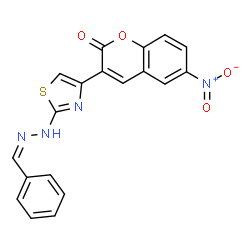 ChemSpider 2D Image | 3-{2-[(2Z)-2-Benzylidenehydrazino]-1,3-thiazol-4-yl}-6-nitro-2H-chromen-2-one | C19H12N4O4S