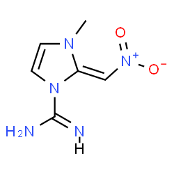 ChemSpider 2D Image | (2E)-3-Methyl-2-(nitromethylene)-2,3-dihydro-1H-imidazole-1-carboximidamide | C6H9N5O2