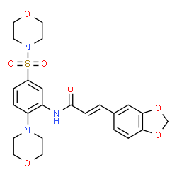 ChemSpider 2D Image | (2E)-3-(1,3-Benzodioxol-5-yl)-N-[2-(4-morpholinyl)-5-(4-morpholinylsulfonyl)phenyl]acrylamide | C24H27N3O7S
