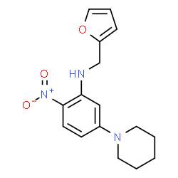 ChemSpider 2D Image | N-(2-Furylmethyl)-2-nitro-5-(1-piperidinyl)aniline | C16H19N3O3