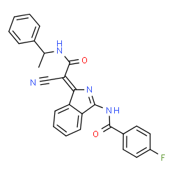 ChemSpider 2D Image | N-[(1Z)-1-{1-Cyano-2-oxo-2-[(1-phenylethyl)amino]ethylidene}-1H-isoindol-3-yl]-4-fluorobenzamide | C26H19FN4O2