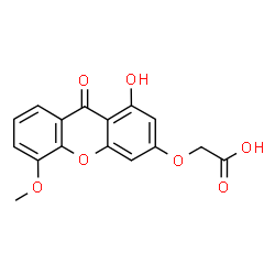 ChemSpider 2D Image | [(1-Hydroxy-5-methoxy-9-oxo-9H-xanthen-3-yl)oxy]acetic acid | C16H12O7