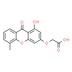 ChemSpider 2D Image | [(1-Hydroxy-5-methyl-9-oxo-9H-xanthen-3-yl)oxy]acetic acid | C16H12O6