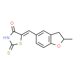 ChemSpider 2D Image | 4(5H)-thiazolone, 5-[(2,3-dihydro-2-methyl-5-benzofuranyl)methylene]-2-mercapto-, (5Z)- | C13H11NO2S2