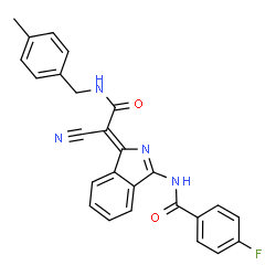 ChemSpider 2D Image | N-[(1Z)-1-{1-Cyano-2-[(4-methylbenzyl)amino]-2-oxoethylidene}-1H-isoindol-3-yl]-4-fluorobenzamide | C26H19FN4O2