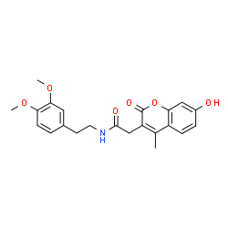 ChemSpider 2D Image | N-[2-(3,4-Dimethoxyphenyl)ethyl]-2-(7-hydroxy-4-methyl-2-oxo-2H-chromen-3-yl)acetamide | C22H23NO6