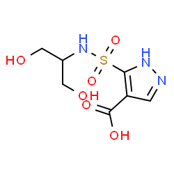 ChemSpider 2D Image | 5-[(1,3-Dihydroxy-2-propanyl)sulfamoyl]-1H-pyrazole-4-carboxylic acid | C7H11N3O6S