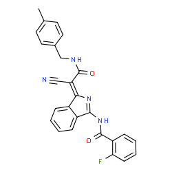 ChemSpider 2D Image | N-[(1Z)-1-{1-Cyano-2-[(4-methylbenzyl)amino]-2-oxoethylidene}-1H-isoindol-3-yl]-2-fluorobenzamide | C26H19FN4O2