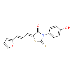 ChemSpider 2D Image | (5Z)-5-[(2E)-3-(2-Furyl)-2-propen-1-ylidene]-3-(4-hydroxyphenyl)-2-thioxo-1,3-thiazolidin-4-one | C16H11NO3S2