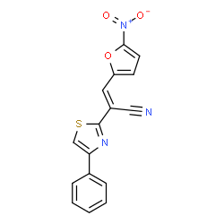 ChemSpider 2D Image | (2E)-3-(5-Nitro-2-furyl)-2-(4-phenyl-1,3-thiazol-2-yl)acrylonitrile | C16H9N3O3S