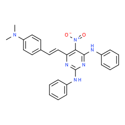 ChemSpider 2D Image | 6-{(E)-2-[4-(Dimethylamino)phenyl]vinyl}-5-nitro-N,N'-diphenyl-2,4-pyrimidinediamine | C26H24N6O2