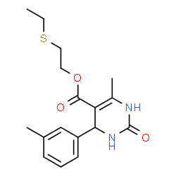 ChemSpider 2D Image | 2-(Ethylsulfanyl)ethyl 6-methyl-4-(3-methylphenyl)-2-oxo-1,2,3,4-tetrahydro-5-pyrimidinecarboxylate | C17H22N2O3S