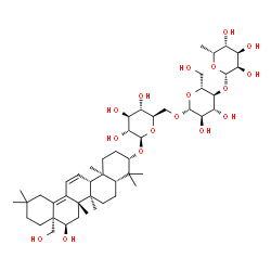 ChemSpider 2D Image | (3beta,16alpha)-16,28-Dihydroxyoleana-11,13(18)-dien-3-yl 6-deoxy-beta-D-gulopyranosyl-(1->4)-beta-D-glucopyranosyl-(1->6)-beta-D-glucopyranoside | C48H78O17