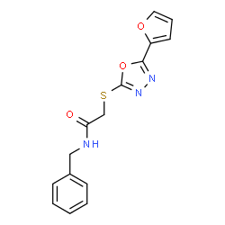 ChemSpider 2D Image | N-Benzyl-2-{[5-(2-furyl)-1,3,4-oxadiazol-2-yl]sulfanyl}acetamide | C15H13N3O3S