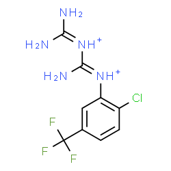 ChemSpider 2D Image | Diamino-N-[(E)-amino{[2-chloro-5-(trifluoromethyl)phenyl]iminio}methyl]methaniminium | C9H11ClF3N5